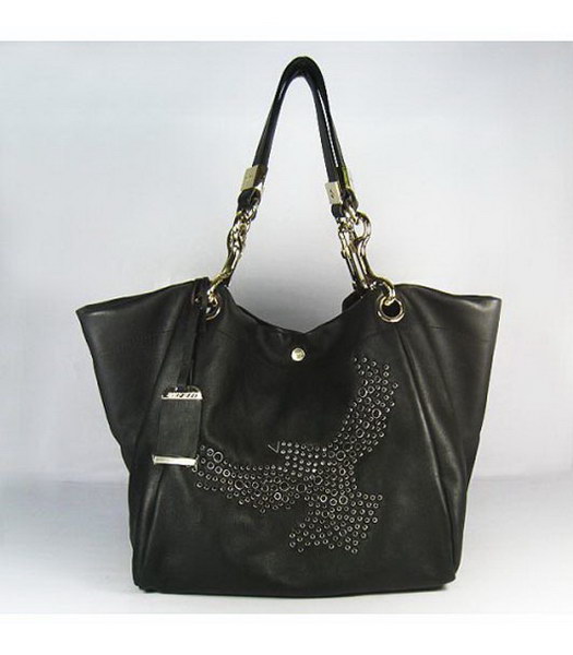 Borsa in pelle con borchie Lohla_Black aquila